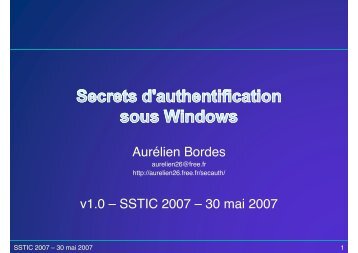 Secrets d'authentification sous Windows - Actes du SSTIC