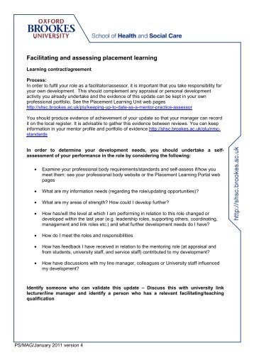 Learning contract/agreement