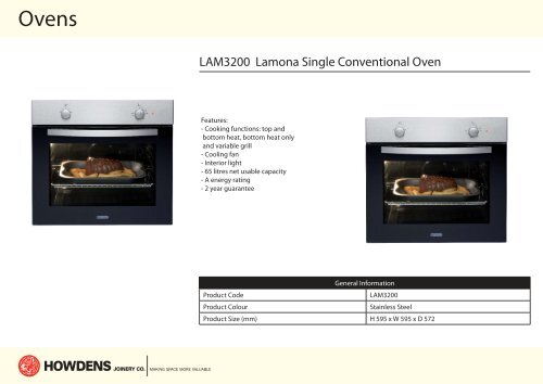 LAM3200 Lamona Single Conventional Oven