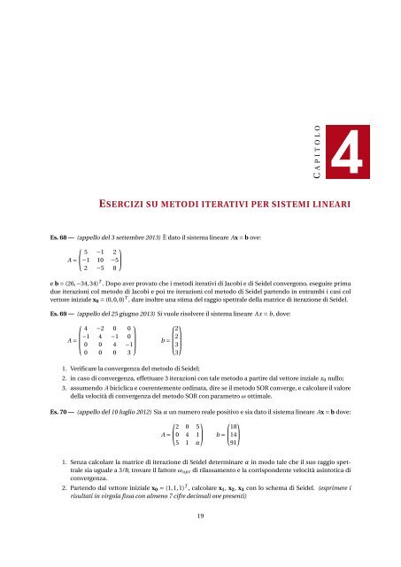 Raccolta di esercizi di Calcolo Numerico - Esercizi e Dispense