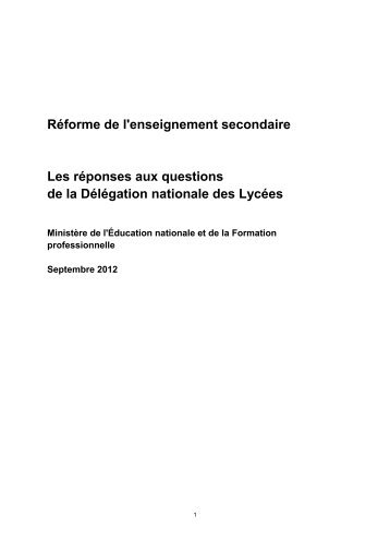 recueil des rÃ©ponses - La rÃ©forme du lycÃ©e