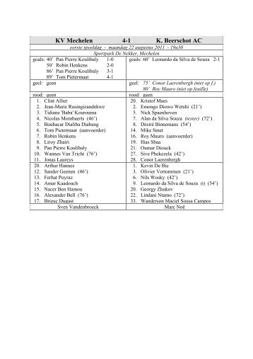 KV Mechelen 4-1 K. Beerschot AC - Stamnummer 25