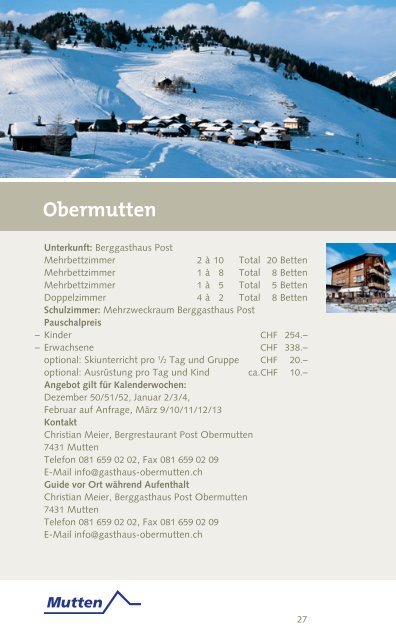 Anbieter Winter 2009/2010 - Graubünden