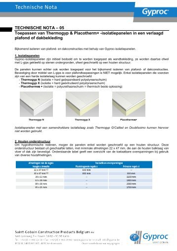 isolatiepanelen in een verlaagd plafond of dakbekleding - Gyproc