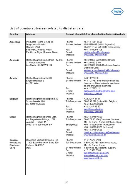 roche diabetes address