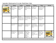 September Kindergarten Everyday Math Home Links