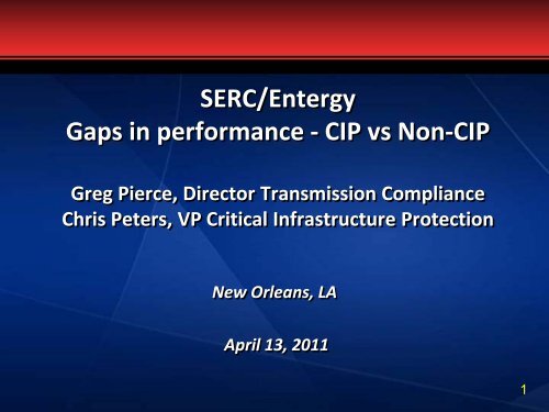 CIP vs Non-CIP - Entergy - SERC Home Page