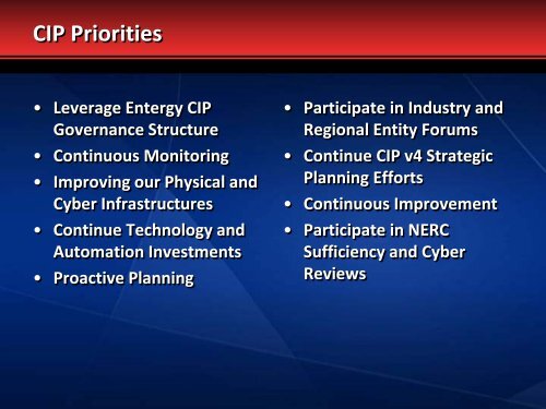 CIP vs Non-CIP - Entergy - SERC Home Page