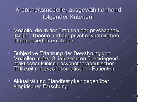 Aktuelle psychosomatische Krankheitsmodelle