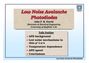 Low Noise Avalanche Photodiodes