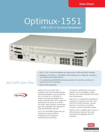 Optimux-1551: STM-1/OC-3 High Capacity Terminal ... - comtec
