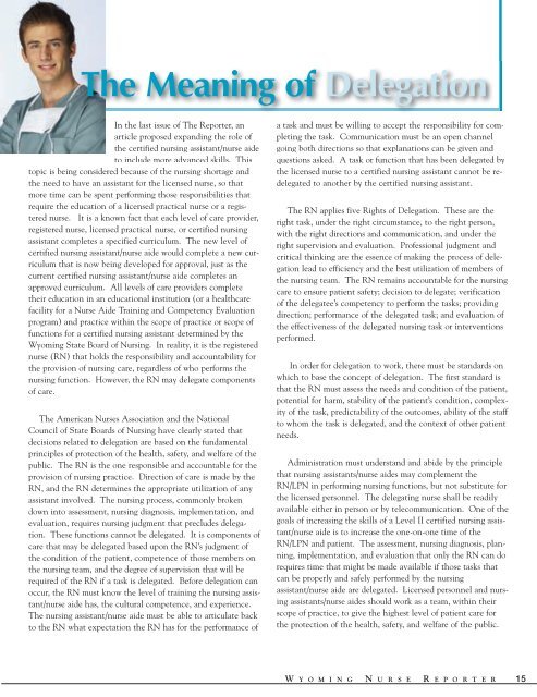 Nurse Reporter Summer 2007 - Wyoming State Board of Nursing