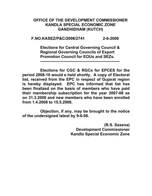 KASEZ (EOUs) - Kandla Special Economic Zone INDIA