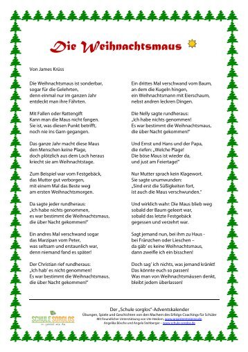 Heute gibt es ein wunderschÃ¶nes Weihnachtsgedicht - Schule sorglos