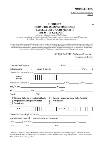 Richiesta tabella giochi proibiti.pdf - Comune di Arezzo