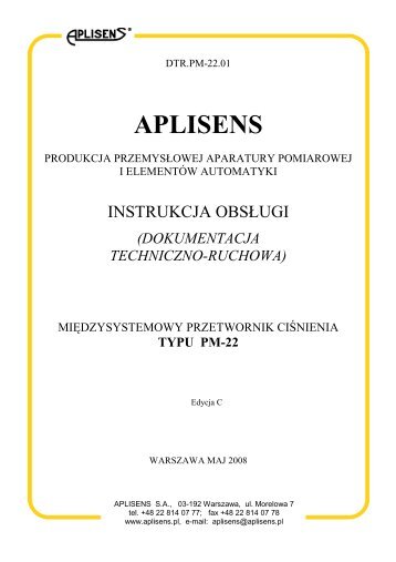 dokumentacja techniczno-ruchowa - Aplisens