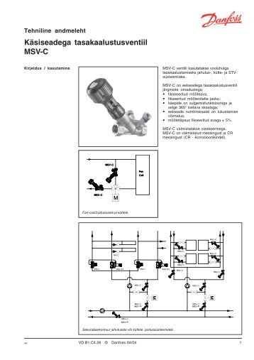 KÃ¤siseadega tasakaalustusventiil MSV-C - Danfoss