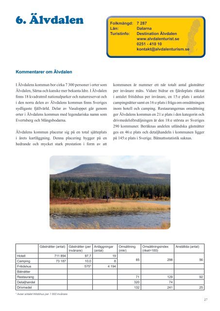 Besöksnäringen i Sverige - Älvdalens kommun