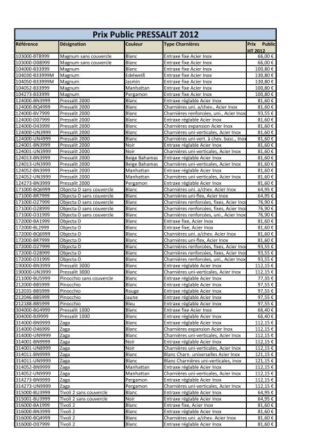 catalogues_files/Tarif Pressalit 2012.pdf - axanit