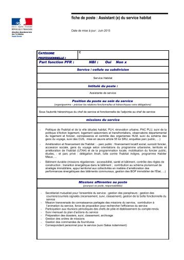 fiche de poste : Assistant (e) du service habitat - BRIEP Rhone-Alpes