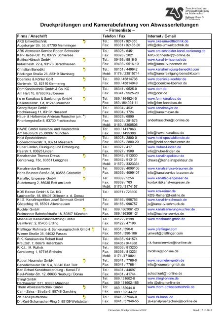 Druckprüfungen und Kamerabefahrung von Abwasserleitungen