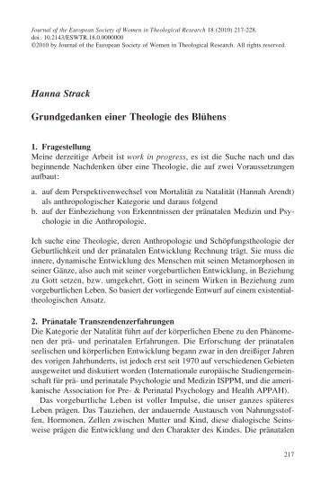 Hanna Strack Grundgedanken einer Theologie des Blühens
