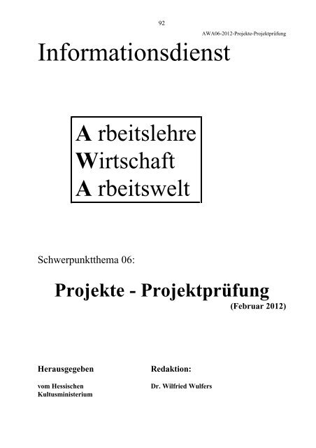 Informationsdienst: Arbeitslehre – Wirtschaft – Arbeitswelt (AWA)