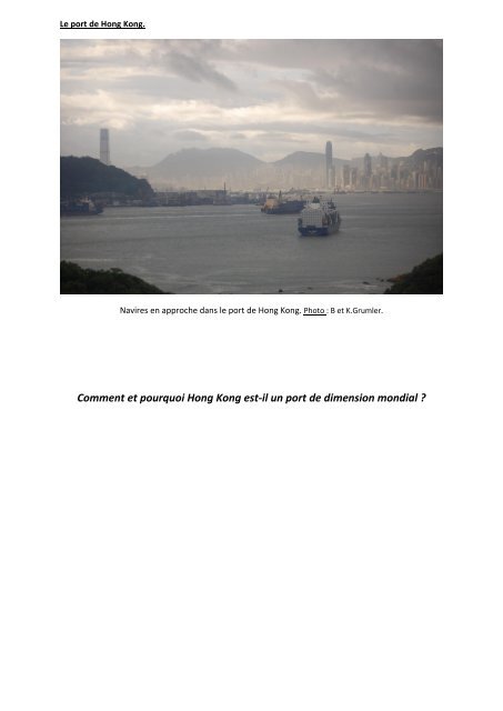 Comment et pourquoi Hong Kong est-il un port de dimension mondial