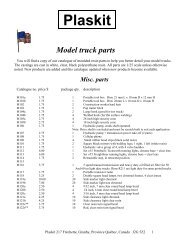 Plaskit Model truck parts