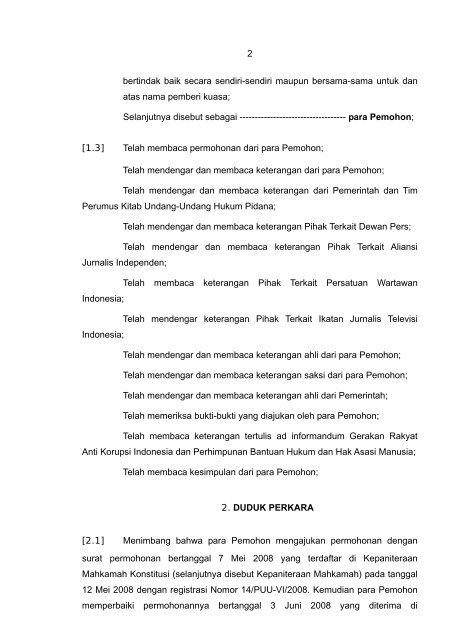 14/PUU-VI/2008 - Fakultas Hukum Universitas Sam Ratulangi