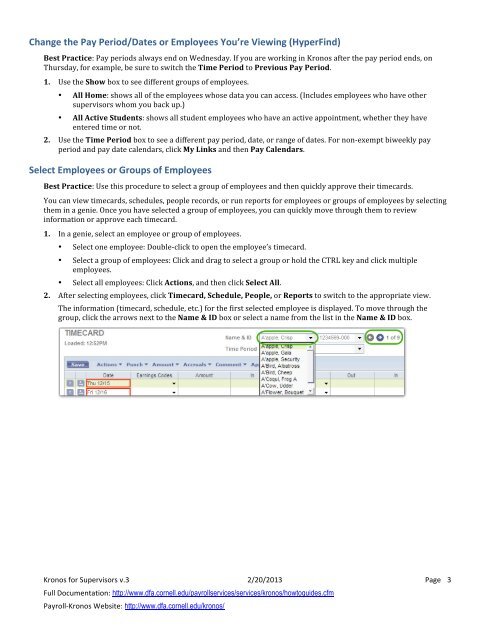 Kronos (Full/Java) for Supervisors: Quick Reference - DFA