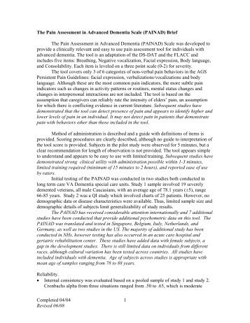 The Pain Assessment in Advanced Dementia Scale (PAINAD)