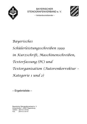 und Textorganisation - Bayerischer Stenografenverband e. V.