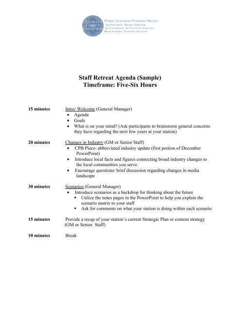 Staff Retreat Agenda (Sample)