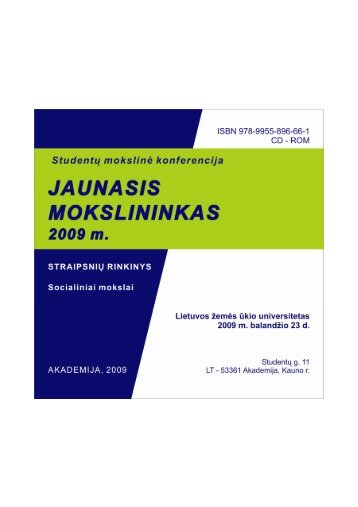 SocialiniÅ³ mokslÅ³ srities 2009 metÅ³ straipsniÅ³ rinkinys - Jaunasis ...