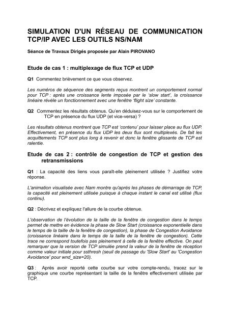 Internet – TCP/IP - Corrigé - La Recherche