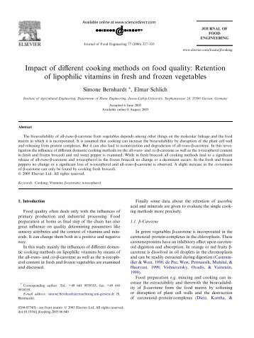 Impact of different cooking methods on food quality: Retention of ...