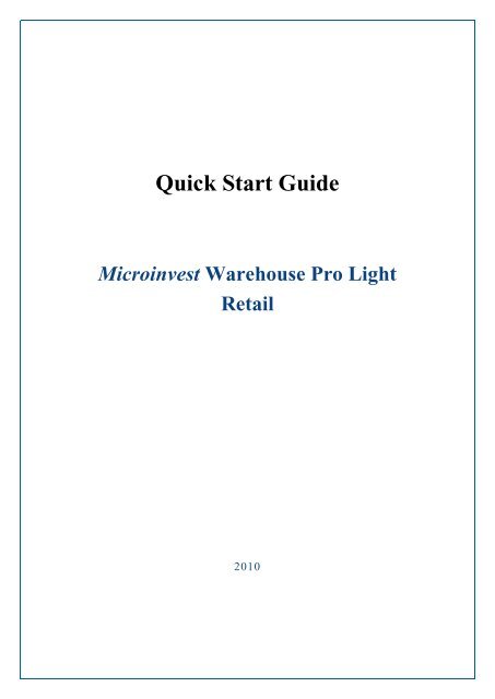 Quick Start Guide Microinvest Warehouse Pro Light Retail