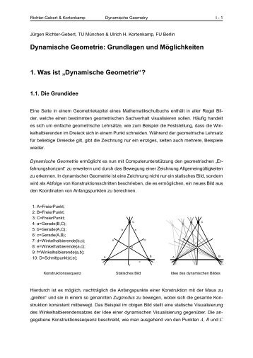 Dynamische Geometrie: Grundlagen und M ... - Cinderella