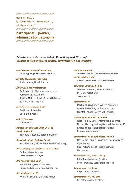 Participants Politics Administration Economy Get Connected