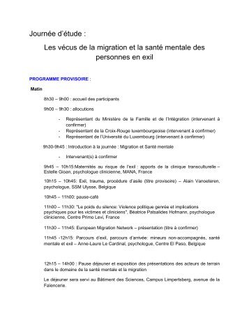 Journée d'étude : Les vécus de la migration et la santé mentale des ...