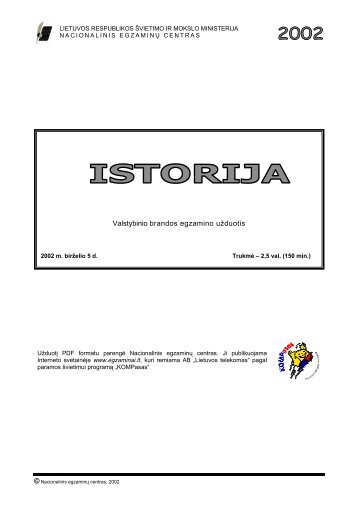 Istorija VBE - Nacionalinis egzaminÅ³ centras