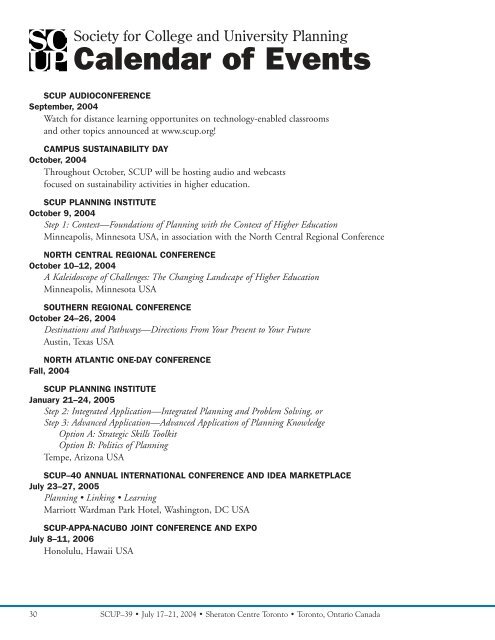 Conference Brochure - Society for College and University Planning