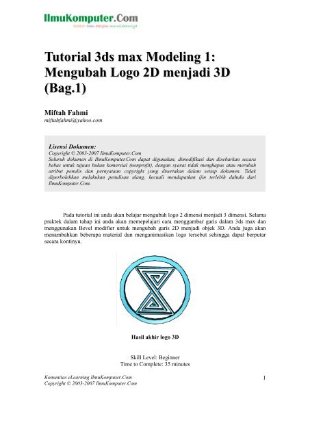 Tutorial 3ds max Modeling 1: Mengubah Logo 2D menjadi 3D (Bag.1)