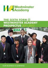 the sixth form @ westminster academy prospectus 2011-2012