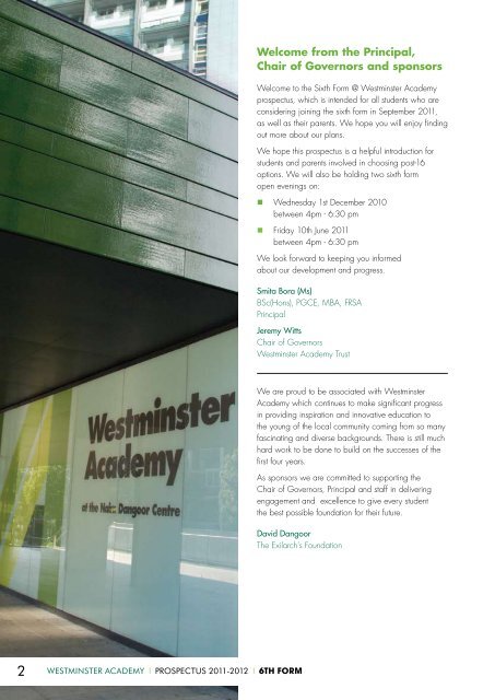 the sixth form @ westminster academy prospectus 2011-2012