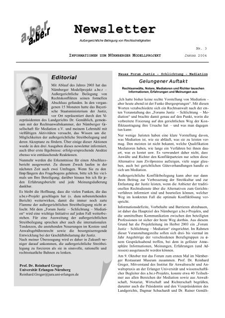 Newsletter - Prof. Dr. Reinhard Greger