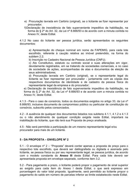 edital de licitação concorrência pública nº 001-2011 - Fapemig