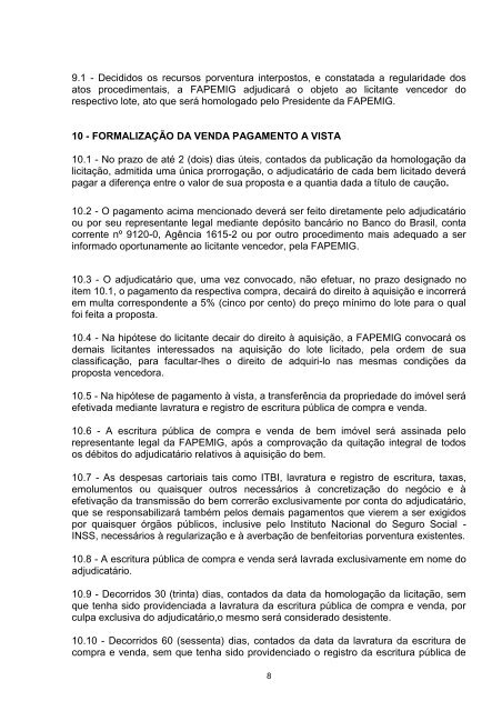 edital de licitação concorrência pública nº 001-2011 - Fapemig