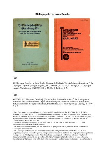 Bibliographie Hermann Duncker - dietz berlin